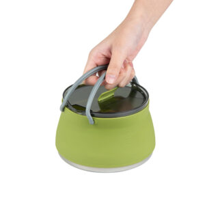 1 Liter Collapsible Camping Kettle, 1 Portable Cook Pot - With Perforated Lid, Stainless Steel Bottom, Silicone Camping Coffee Pot