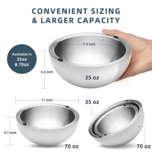 Dip Chiller Bowl - Large 70oz Capacity - Frozen Ice Stainless Steel Party Serving Bowl - Insulated Dip Dish Platter Keeps Salsa