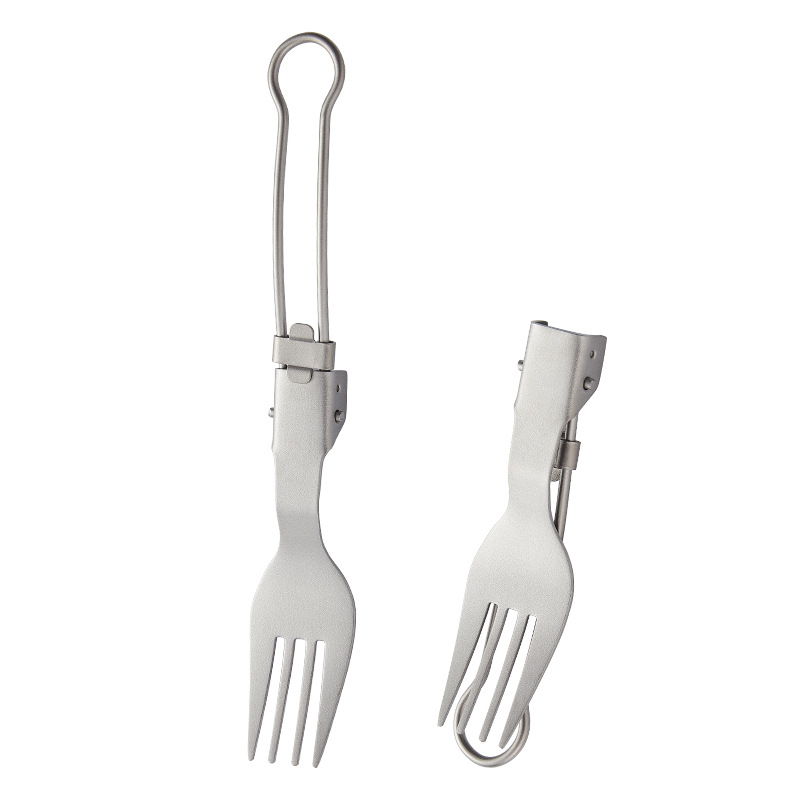 Outdoor pure titanium folding spoon, fork, spork, and chopsticks set; portable camping titanium cutlery set