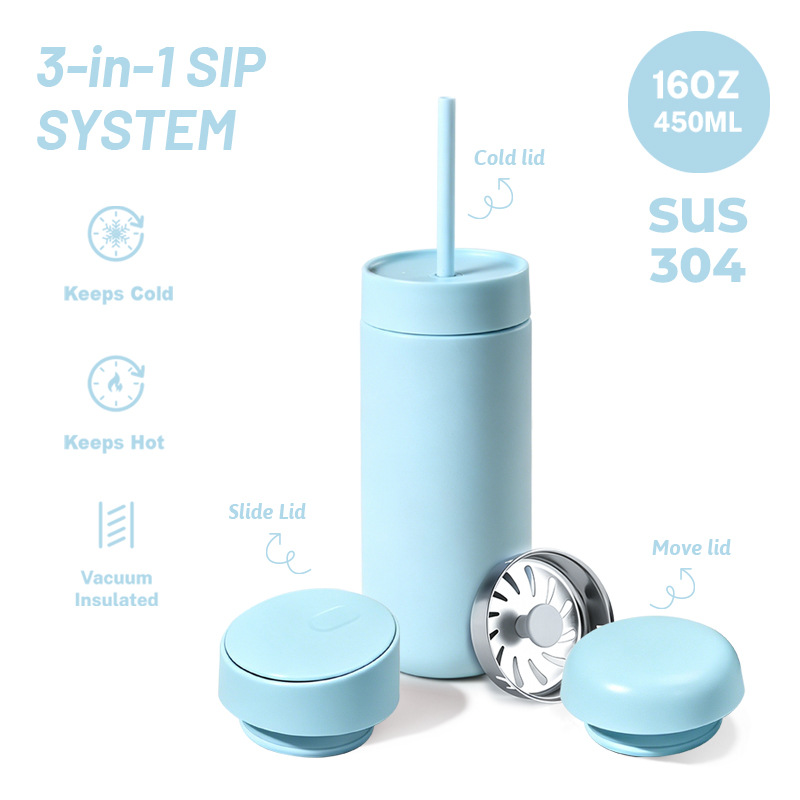 Custom Wholesale 3-in-1 Coffee Tumbler with Interchangeable Lid System - Image 11