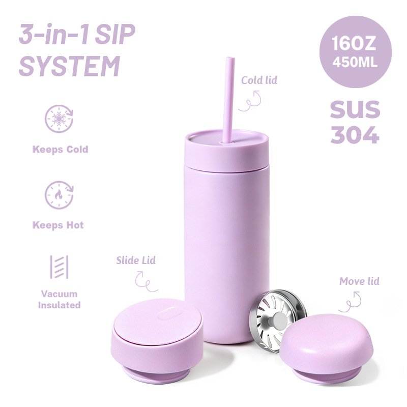 Custom Wholesale 3-in-1 Coffee Tumbler with Interchangeable Lid System - Image 7