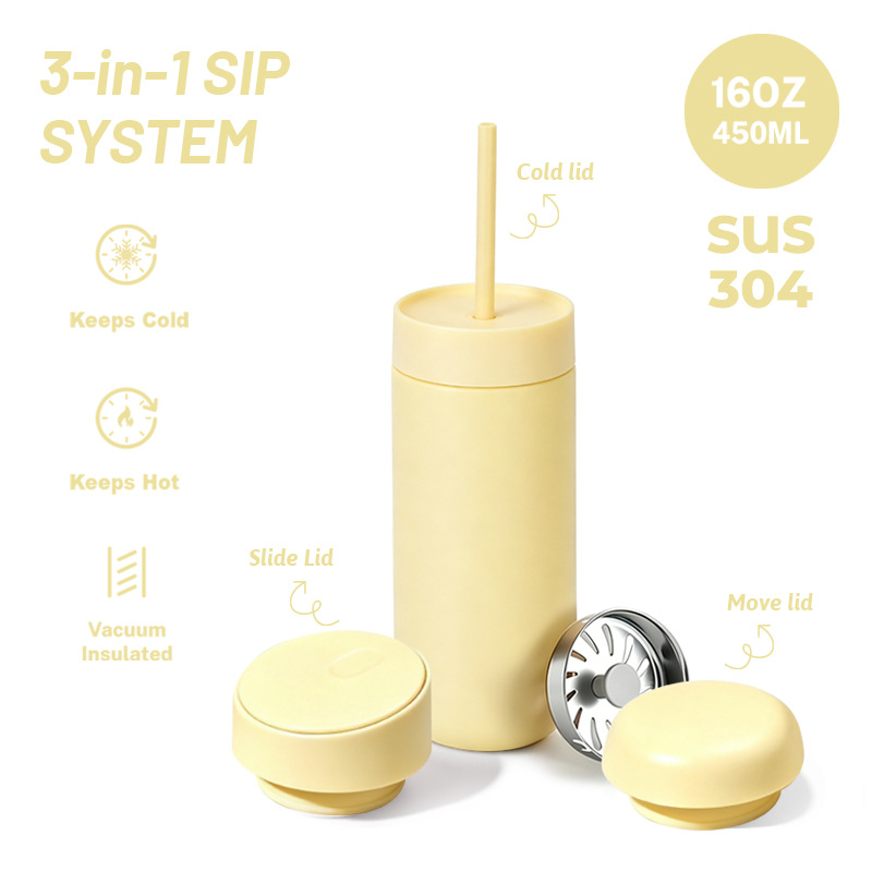 Custom Wholesale 3-in-1 Coffee Tumbler with Interchangeable Lid System - Image 10